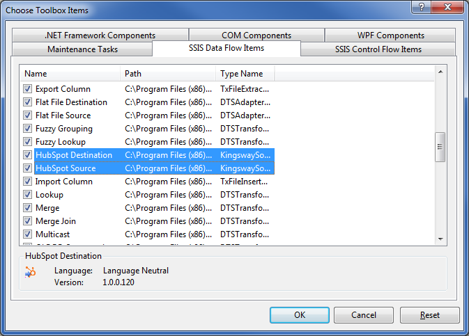Add SSIS data flow components